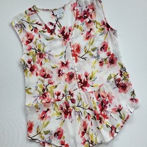 Liz Claiborne Floral Gauze Sleeveless Top
